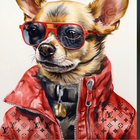 Louis Vuttion Animal Theme Art-Chihuahua, Wall Decor Vuitton Fashion Art  11x17 - Picture 2 of 2
